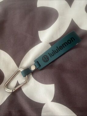 lululemon athletica Teal Silicone Logo Key Fob with Silver Clip